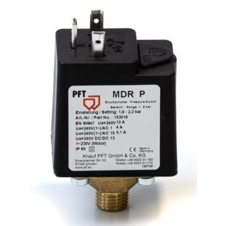 oryginalny wyłącznik ciśnieniowy wody do agregatów PFT , MDR P 1/4" 1,9 - 2,2 bar .