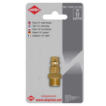 Wtyk na Wąż Pneumatyczny 1/4" Gwint Zewnętrzny AIRPRESS