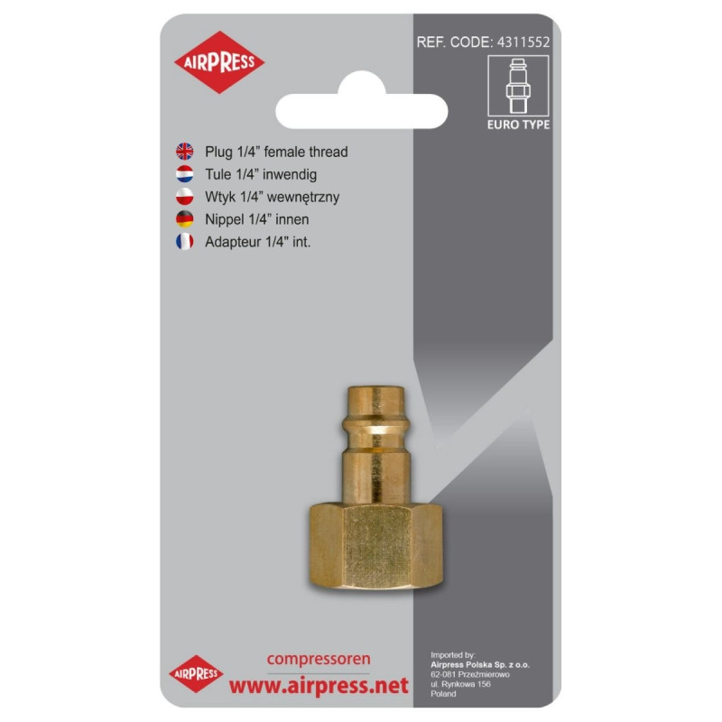 Wtyk Pneumatyczny 1/4" Gwint Wewnętrzny Wtyk Pneumatyczny 1/4" Gwint Wewnętrzny