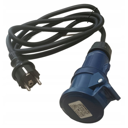 przewód elektr.3x1,5mm dł.3m gniazdo NIEBIESKIE