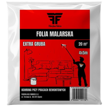 Folia Malarska 4x5m Extra Gruba - czerwona